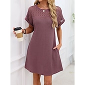 abordables Vestido Sencillo-Mujer Mini vestido Vestido estilo camiseta Vestido de verano Casual Diario Holgado Plano Manga Corta Cuello Barco Azul Piscina Blanco Rosa Rojo Verano