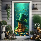 cheap Garage &amp; Door Banners-St. Patrick's Day Posters Door Cover Outdoor Banners Green Hat Cute 3D Fantasy Party Dorm Teens Room College Dorm Guys Man Cave Frat Bedroom Shooting Backgrounds Home Decor