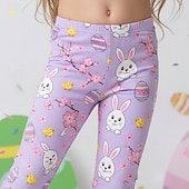cheap Easter Outfits for Girls-Easter Girls' 3D Graphic Rabbit Pants Leggings Spring Fall Cute Streetwear Basic Kids 4-12 Years Casual Daily Outdoor Regular Fit
