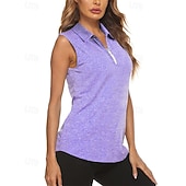 cheap Women's Shirt-Women's Solid Colored Sport Shirt Golf Polo Shirt Tennis Shirt Sleeveless Zipper High Elasticity Moisture Wicking Breathable Tennis Golf Pickleball Turndown Zip Collar Shirt Top Sky Blue Purple Green