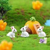 Χαμηλού Κόστους Πάσχα-20 τεμάχια μίνι φιγούρες ρητίνης με πασχαλινά λαγουδάκια - χαριτωμένα λευκά καθιστά κουνέλια με ροζ αυτιά, ιδανικά για DIY, μικροδιαμόρφωση κήπου, μπομπονιέρες για πάρτι, διακοσμήσεις διακοπών και