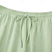 abordables Retro-Hombre Pantalones de lino Pantalones de verano Pantalones anchos Correa Bolsillo Cintura elástica Plano Comodidad Transpirable Longitud total Casual Diario Exterior Vacaciones Moda Negro Verde Trébol