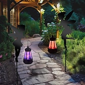 お買い得  経路ライト＆ランタン-屋外用ソーラー防水鉄製妖精シルエットランタン2個、庭、庭、通路、芝生の装飾、パーティー、休日、風景照明、屋外用装飾アクセントランタン