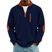  Męskie Koszula sztruksowa Koszulka Koszulka z długim rękawem Długi rękaw Suwak Jesień Zima Kolorowy blok Codzienny Teksturowane Styl uliczny Zapiąć na zamek błyskawiczny Ponadgabarytowych Luźna