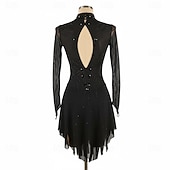 economico Abiti da Pattinaggio Artistico-Abito da pattinaggio artistico Per donna Pattinaggio sul ghiaccio Vestito Nero Patchwork Schiena aperta Alta elasticità Allenamento Competizione Vestiti da pattinaggio sul ghiaccio Classico Cristallo
