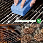 olcso Konyhai tisztítóeszközök-6 darabos grilltisztító szivacs karcmentes kaparóval, hőálló grilltisztító gáz- és faszénhez &amp;sütőrácsok, csúszásmentes ergonomikus fogantyú