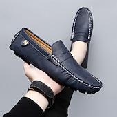 billiga Casual loafers-Herrloafers i läder – bekväma slip-ons för vardagsbruk, kontor och resor