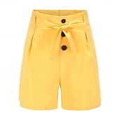 preiswerte Hose-Damen Shorts Sommerhose Sommershorts Strandshorts Urlaub Mode Alltagstauglich Kurz Hohe Taille Einfarbig Einfach Kordelzug Reißverschluss Komfort Schnelltrocknend Weich Mikroelastisch Streetwear