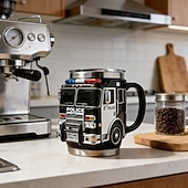 economico Tazze e tazzine-Tazza da pompiere, per i più coraggiosi, tazza da caffè artigianale con camion dei pompieri, tazza da caffè con pompiere, divertente tazza 3D con camion dei pompieri, stoviglie resistenti per bevande