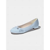 cheap Bride-Women's Ivory Low Heel Comfort Flats, Soft Pleated Classic Bridal Shoes for Senior Brides Church Weddings