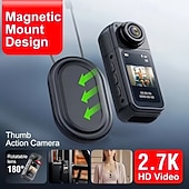 baratos Câmara de Ação-Câmera de polegar ultra HD 2.7K com tela IPS de 1,47 polegadas, gravação em loop, mini câmera de vlog portátil com suporte magnético, ideal para esportes, viagens, momentos em família e aventuras.
