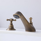 abordables Robinets de lavabo-Robinet de lavabo - Séparé Électroplaqué Diffusion large Deux poignées trois trousBath Taps