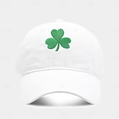お買い得  メンズ ベースボールキャップ-男性用 ベースボールキャップ ブラック ホワイト コットン 刺しゅう カジュアル カジュアル 日常 聖パトリックの日 純色 シャムロック サンケア 日焼け防止