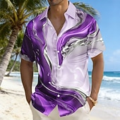 economico Camicia in Raso da Uomo-Per uomo Geometrico Marmo Arte liquida astratta Camicia Camicia in raso Camicia elegante Manica Corta Moda Casual Quotidiano Vacanza Estate Primavera Collo ripiegato Stampa 3D Camicie con bottoni Blu