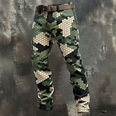 voordelige 3D-geprinte herenbroek-Voor heren Geometrisch camouflage Camouflage Kleur Broek Pakken Kostuumbroek Medium Taille Casual Buiten Vakantie Slim Fit Broek met Zakken Lente Herfst 3D-afdrukken Paars Groen Leger Groen