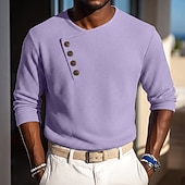 economico Camicie casual eleganti da uomo-Per uomo Camicia Camicia a nido d'ape Camicia elegante Camicia casual Camicia da Ballo Nero Bianco Blu marino Viola Manica Lunga Tinta unica Semplice Asimmetrico Scollo a V Casuale Matrimonio