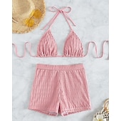 levne Surfovací tankiny a bikiny-Dámské Bikinové sety 2 ks Plavky Jednobarevné Ochrana proti UV záření Elastický Bez rukávů Plavky Surfování Potápění Plavání Léto