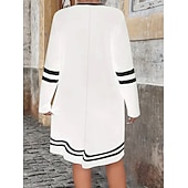 economico Abito a Strisce e Geometrico-Per donna Mini Abito Abito a trapezio Abito Estivo Casual Quotidiano Vestibilità comoda A righe Manica 3/4 Scollo a V Nero Bianco Estate Primavera Autunno