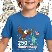  男の子 3D グラフィック 250周年 Tシャツ Ｔシャツ 半袖 3Dプリント 夏 春 スポーツ ファッション ストリートファッション 子供 4〜12年 クルーネック カジュアル 日常 アウトドア レギュラー