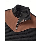 abordables Polo clásico para hombre-Hombre Polo Camisetas polo Vacaciones Calle Cremallera de un cuarto Manga Larga Moda Básico Bloque de color Retazos Bolsillo Otoño invierno Ajuste regular Negro Blanco Color Caquí Verde Ejército Polo