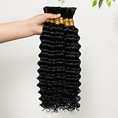 baratos 1 pacote de fios de cabelo humano-Cabelo humano brasileiro a granel, ondulado profundo, em mechas de 12 a 28 polegadas.