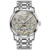 levne Mechanické hodinky-Nové pánské business hodinky značky Olevs s luminiscenčním displejem, věčným kalendářem a týdenním zobrazením. Plně mechanické hodinky s dutým rotorem pro běžné nošení, voděodolné, vhodné pro sport.