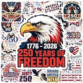  55 патриотических наклеек к 250-летию независимости, виниловые водонепроницаемые наклейки с американским флагом для бутылок с водой, украшения для ноутбуков ко Дню независимости 4 июля.