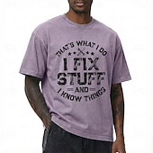 economico Magliette divertenti da uomo-Divertente maglietta da tuttofare per uomo, questo è ciò che faccio, riparo cose e so le cose, maglietta in cotone lavato e rovinato, abbigliamento da meccanico riparatore, abbigliamento s m l xl xxl