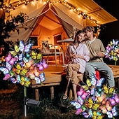 tanie Dekoracyjne światła-Oświetlenie solarne ogrodowe zewnętrzne wodoodporne dekoracyjne oświetlenie solarne zewnętrzne motyle kwiatowe dekoracja ogrodu patio trawnik, prezenty na Dzień Matki, mamy i kobiety