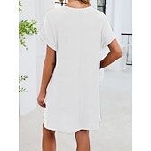abordables Vestido Sencillo-Mujer Mini vestido Vestido estilo camiseta Vestido de verano Casual Diario Holgado Plano Manga Corta Cuello Barco Azul Piscina Blanco Rosa Rojo Verano