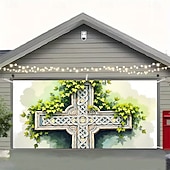 tanie Banery garażowe i drzwiowe-Dzień Św. Patryka gobelin Osłona bramy garażowej Duży wiszący Krzyż celtycki Śłodkie 3D Sceniczny Impreza Obuwie turystyczne Motyw świąteczny Tła do zdjęć Podwórze Wystrój domu