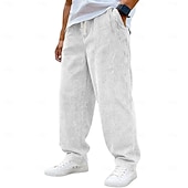 voordelige casual broek-Voor heren Broek Corduroybroek Wijde broek Vrijetijdsbroek Trekkoord Elastische taille Effen Comfort Ademend Volledige lengte Casual Dagelijks Buiten Modieus Streetwear blauw Zwart Micro-elastisch