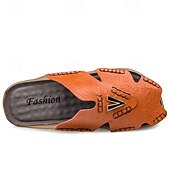 economico Sandali casual-sandali da uomo in similpelle marrone, tomaia cucita a mano, plantare comodo, stile casual rilassato, adatti per il tempo libero estivo e per l'uso interno