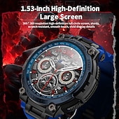 baratos Smartwatch-Relógio inteligente Lokmat Attack Max de 1,54 polegadas com Bluetooth, chamadas, pedômetro, lembrete de chamadas e rastreador de atividades. Compatível com Android e iOS. Unissex, longa duração da bateria, chamadas em modo mãos-livres, à prova d'água IP68