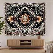 ieftine Tapiserie Pereți-Tapiserie de perete cu soare, agățat, boho ceresc, fluture, stele, flori, cameră de yoga, decor de meditație, artă spirituală zen, poster din material textil pentru sufragerie