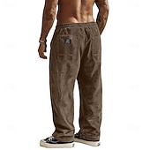 cheap Casual Pants-Men's Trousers Corduroy Pants Baggy Pants Casual Pants Elastic Waist Straight Leg Solid Color Comfort Moisture Wicking Full Length Casual Daily Outdoor Fashion Streetwear Blue Black Micro-elastic