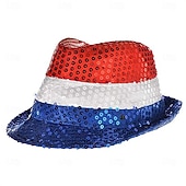  250° anniversario USA Cappello Panama Papillon Cappello a cilindro Zio Sam Innovativo Patriotico Paillettes Adulti Unisex Giorno dell'Indipendenza / 4 Luglio 4 Luglio Feste Parata Vestirsi