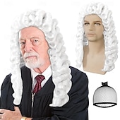  باروك قاضٍ أبيض للرجال بارز محامي زي مؤسس مستعمرات للرجال