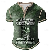  Męskie Tekst Podkoszulek Koszula Henley Krótki rękaw Codzienny Wiosna Na każdy sezon Niebieski Szary Zielony Khaki Henley Koszulka Henley