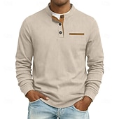 economico Magliette Henley da uomo-Per uomo Maglietta Manica Lunga Henley Estate Primavera Autunno Semplice Moderno Casual Confortevole Bottoni Base Casuale Casa Streetwear Nero Vino Grigio chiaro Maglietta Top per Uomo