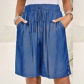 economico Pantaloncini Bermuda-Per donna Bermuda Shorts Pantaloncini Estivi Shorts da Spiaggia Vacanza Moda Casual Quotidiano Lunghezza al ginocchio Vita Alta Coulisse Tasca Elastico in vita Comodità Asciugatura Rapida Morbido