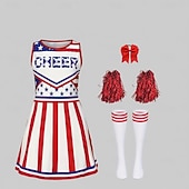  jurk outfits cheerleader cosplay kinderen meisjes halloween carnaval onafhankelijkheidsdag / 4 juli feest optreden maskerade verkleedpartij
