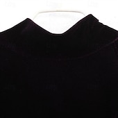 preiswerte Standard-Tanzsaal-Damen-Ballsaalkleid, hochgeschlossen, langärmelig, mit Mesh-Einsätzen, Walzerkleid, Modern Standard, Wettkampf-Tanzbekleidung, lila