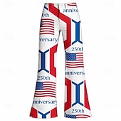  250-jähriges Jubiläum USA Retro Vintage 1970er Hose Hose mit weitem Bein Hippie Disco Hohe Taille Kostüm Damen Maskerade 4. Juli Unabhängigkeitstag Erwachsene Hose