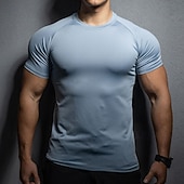 abordables T-shirts et Débardeurs de Course-Homme Couleur Unie T-shirt de course T-shirt de compression Été Printemps Automne Manche Courte Séchage Rapide Compression Évacuation de l'Humidité Entraînement en salle Entraînement actif Exercice