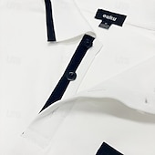 abordables Polo de golf pour homme-Homme Chemises Polo Gaufre Polo Occasionnel Formel Col à bandes Manche Courte Mode Couleur Unie Texturé Bloc de Couleur Boutons Été Automne Printemps &amp; Automne Coupe Slim Blanche Rouge Bordeaux bleu