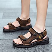 billige Utendørs sandaler-Brune herresandaler med borrelås, fritidssko for utendørs bruk, perfekt for sommerferier og stranddager