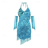 economico Top e Set-Vestito da performance samba con frange di paillettes per la festa di danza latina