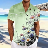 ieftine imprimare florală-Bărbați Margaretă Imprimeu floral Flori Cămașă hawaiană Camașă cu nasturi Cămașă Aloha Manșon scurt Hawaiană Casual Vacanță Vară Primăvară Răsfrânt Imprimare 3D cămăși cu guler Un buzunar frontal
