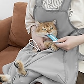 cheap Cat Toys-Scratch-Resistant 1 Summer Cat Grooming Apron with 4 Fixed Holes | Portable Pet Cage Bag, Cat Care Bib for Nail Trimming, Ear Cleaning, Cool Comfortable